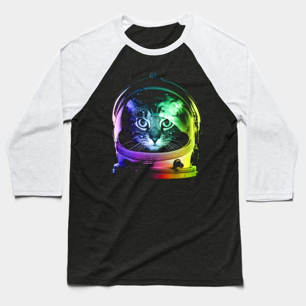 Space cat Baseball T-Shirt by clingcling